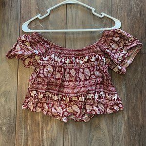 off the shoulder crop top shirt.